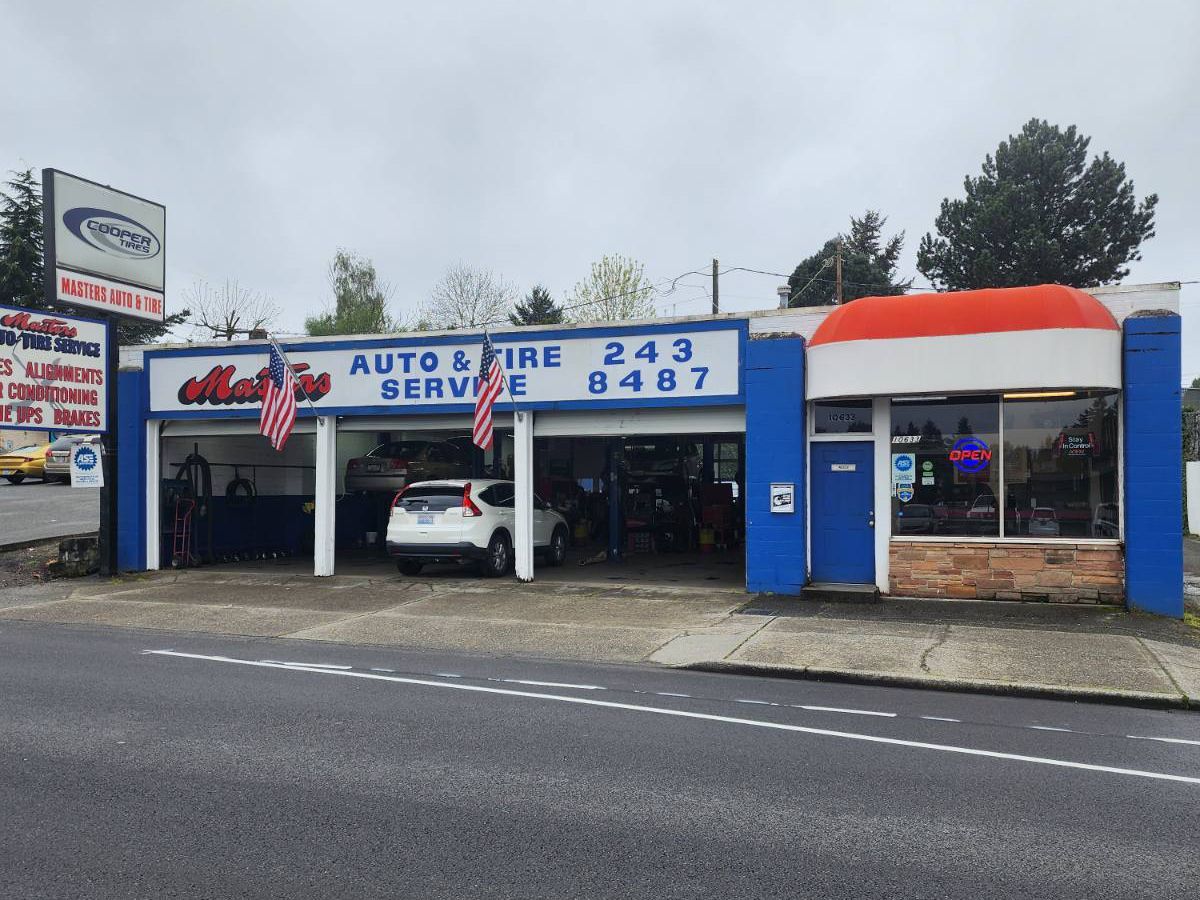 Our garage and outside of our shop by the road in Seattle, WA | Masters Auto & Tire