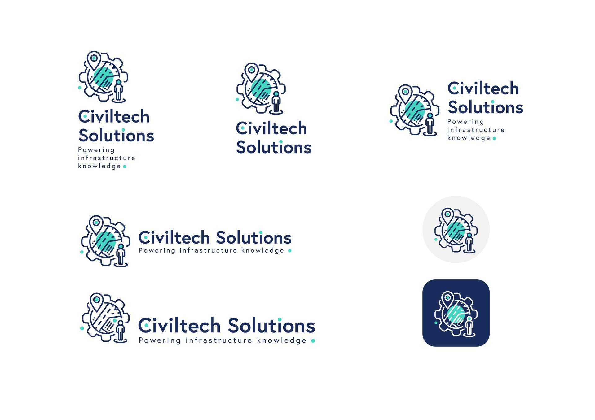 A set of logos for a company called civiltech solutions.