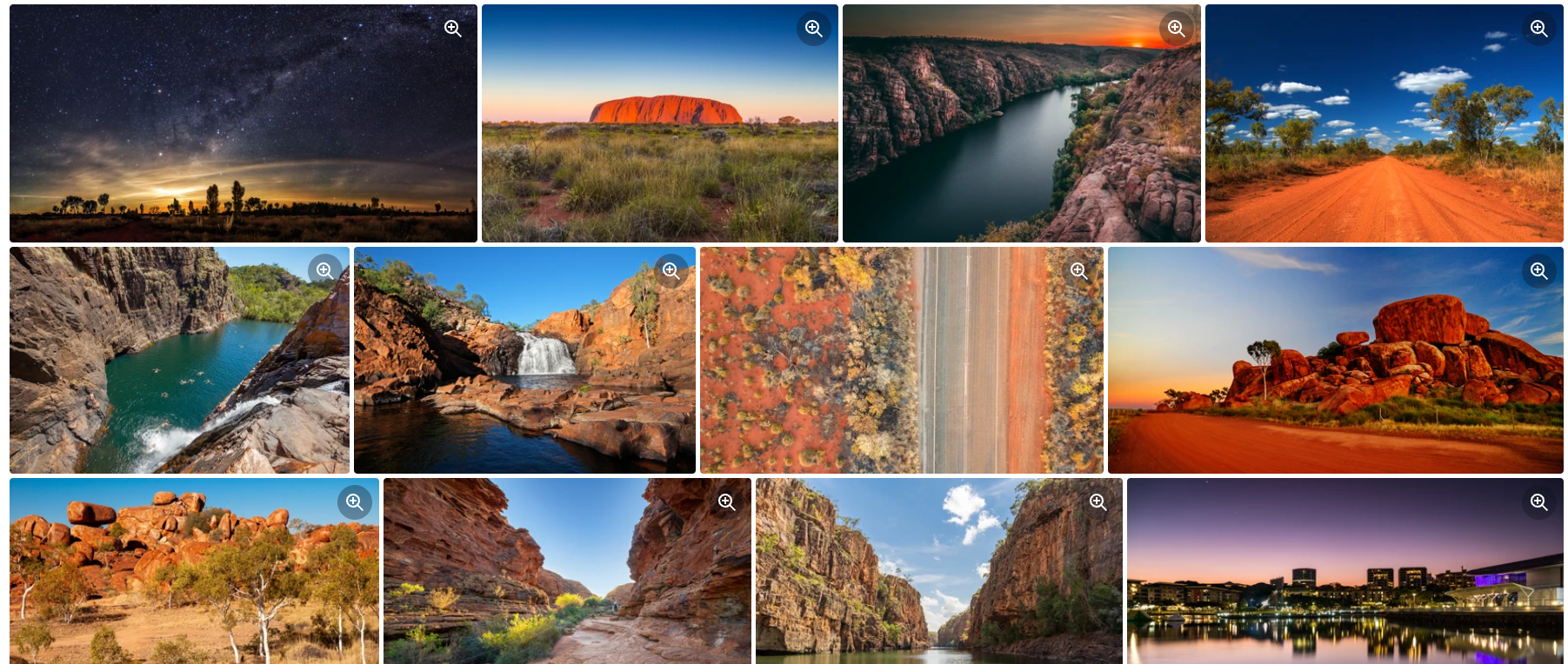 A collage of pictures of various landscapes including mountains and a river