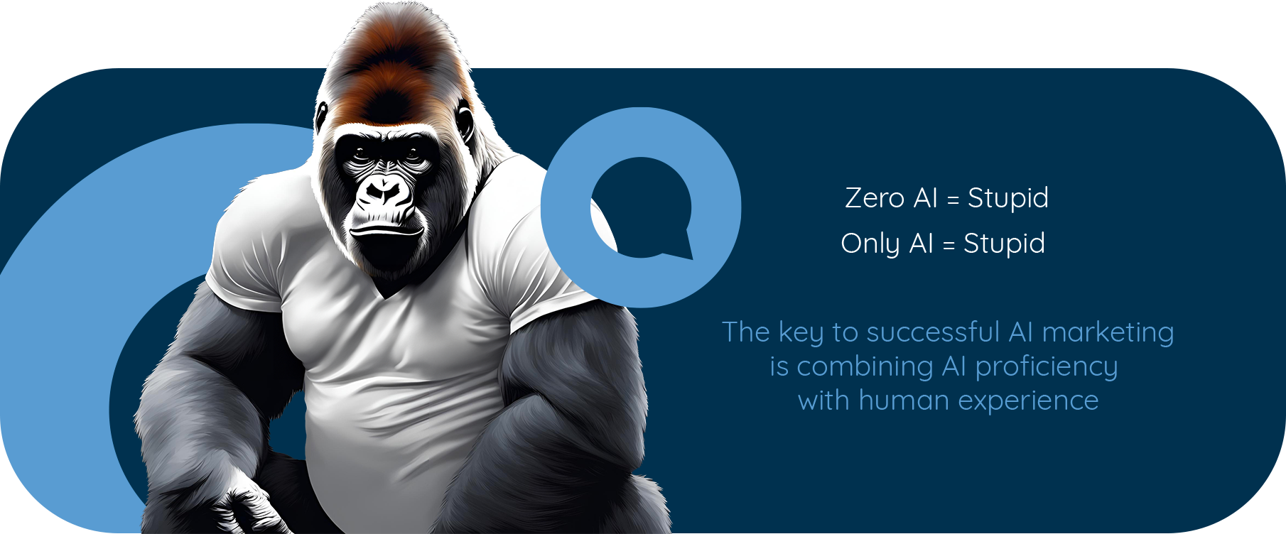 A picture of a gorilla wearing a white shirt