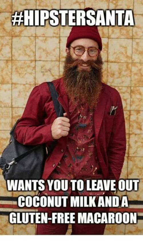 A hipster santa wants you to leave out coconut milk and a gluten-free macaroon.