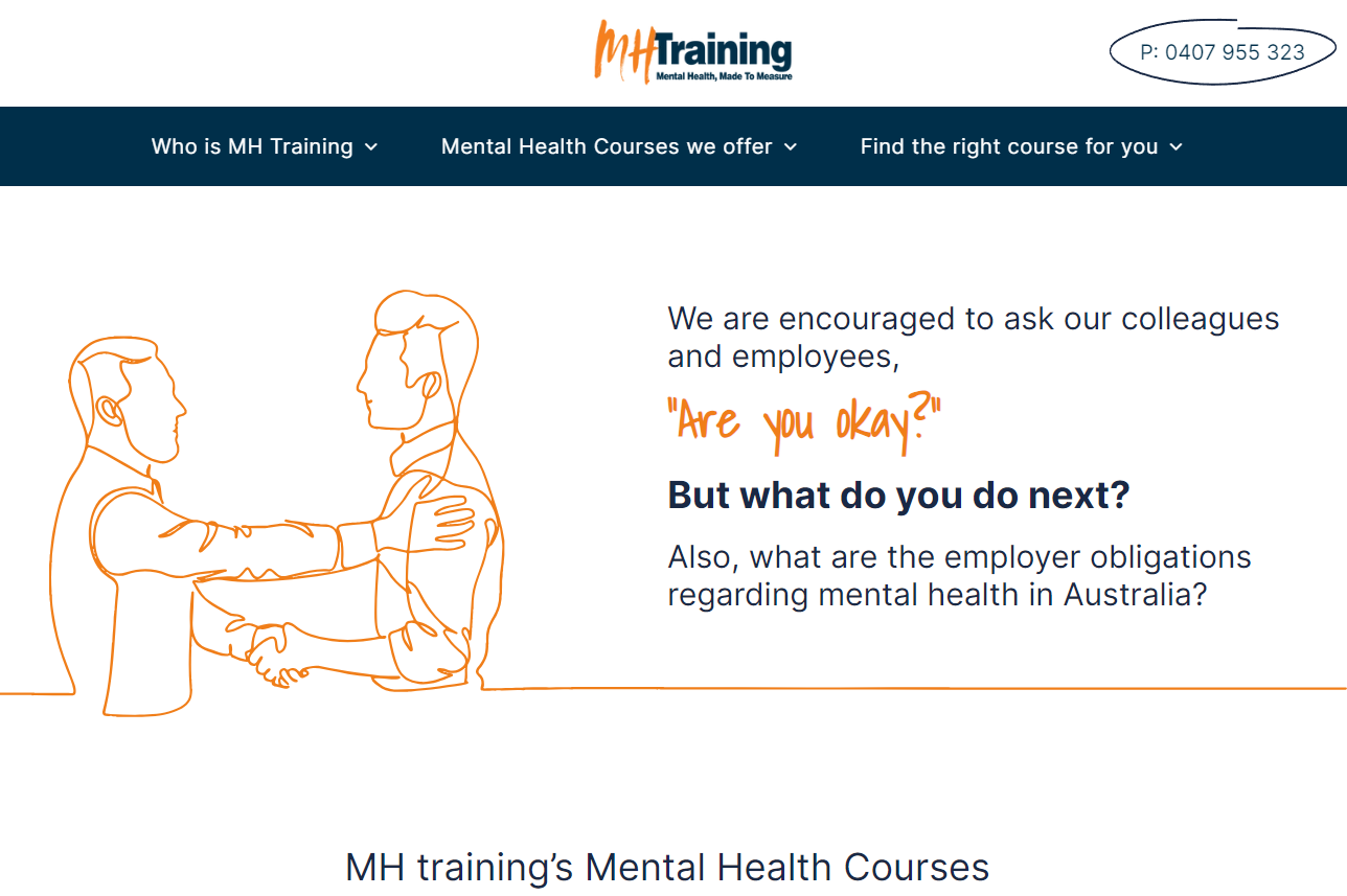 A website for mh training 's mental health courses