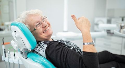 Old Woman New Dentures — Newport News, VA — Jefferson Family Dentistry