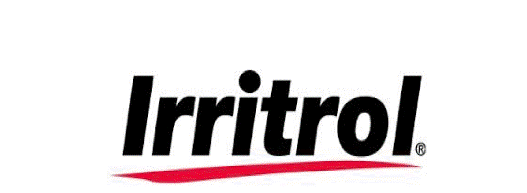 A black and red logo for irritrol on a white background