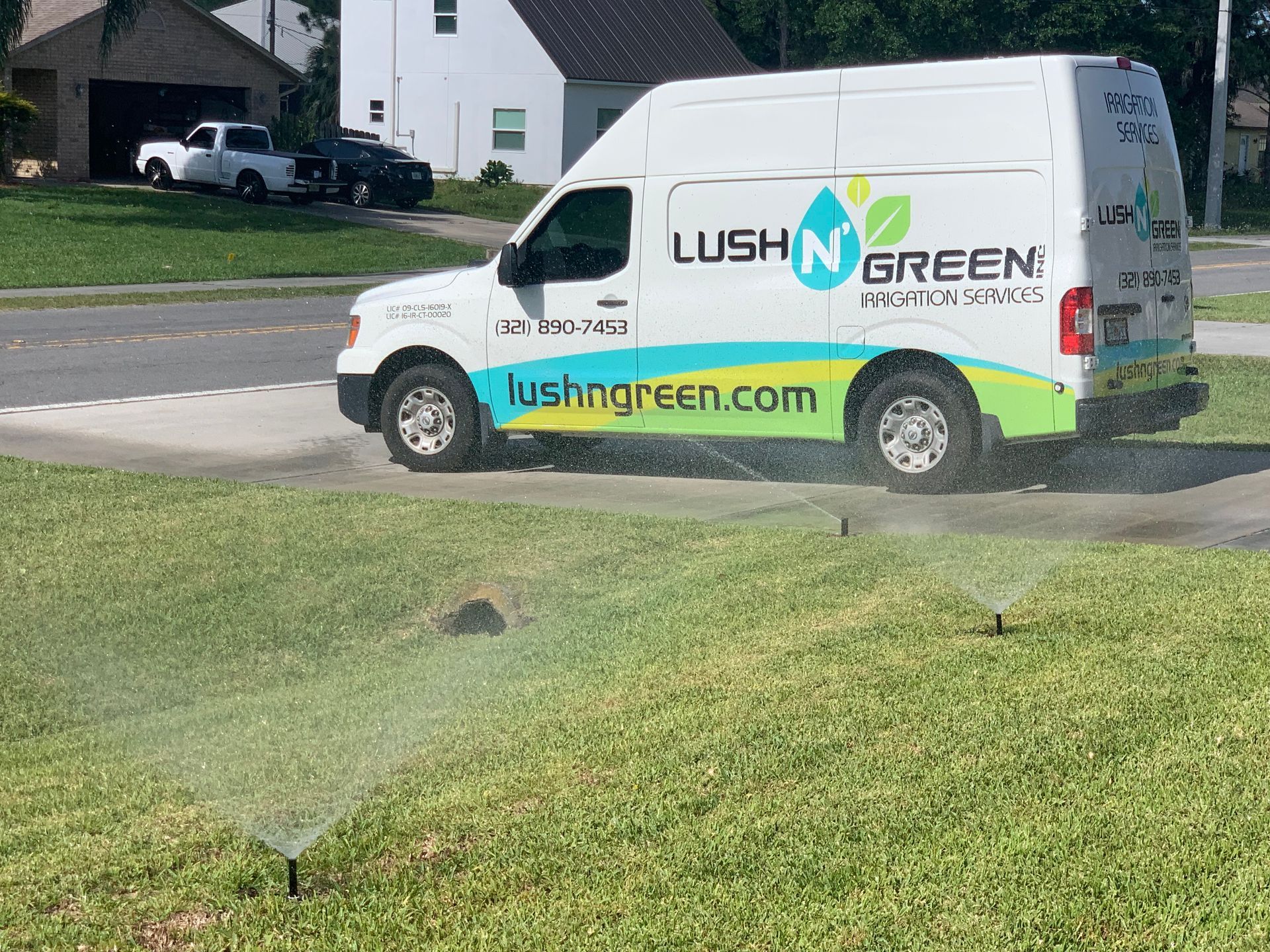 Lush N Green Van in front of property