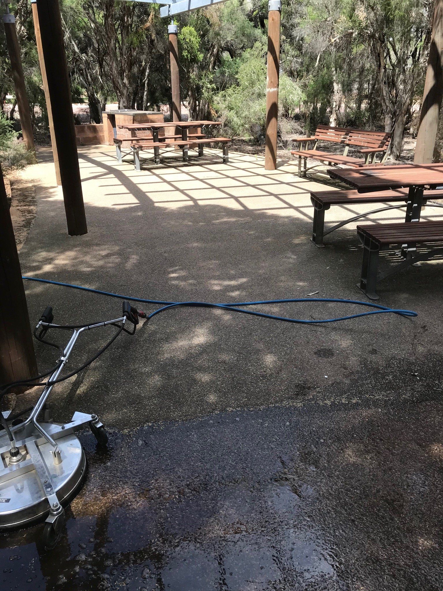 Outdoor courtyard before cleaning