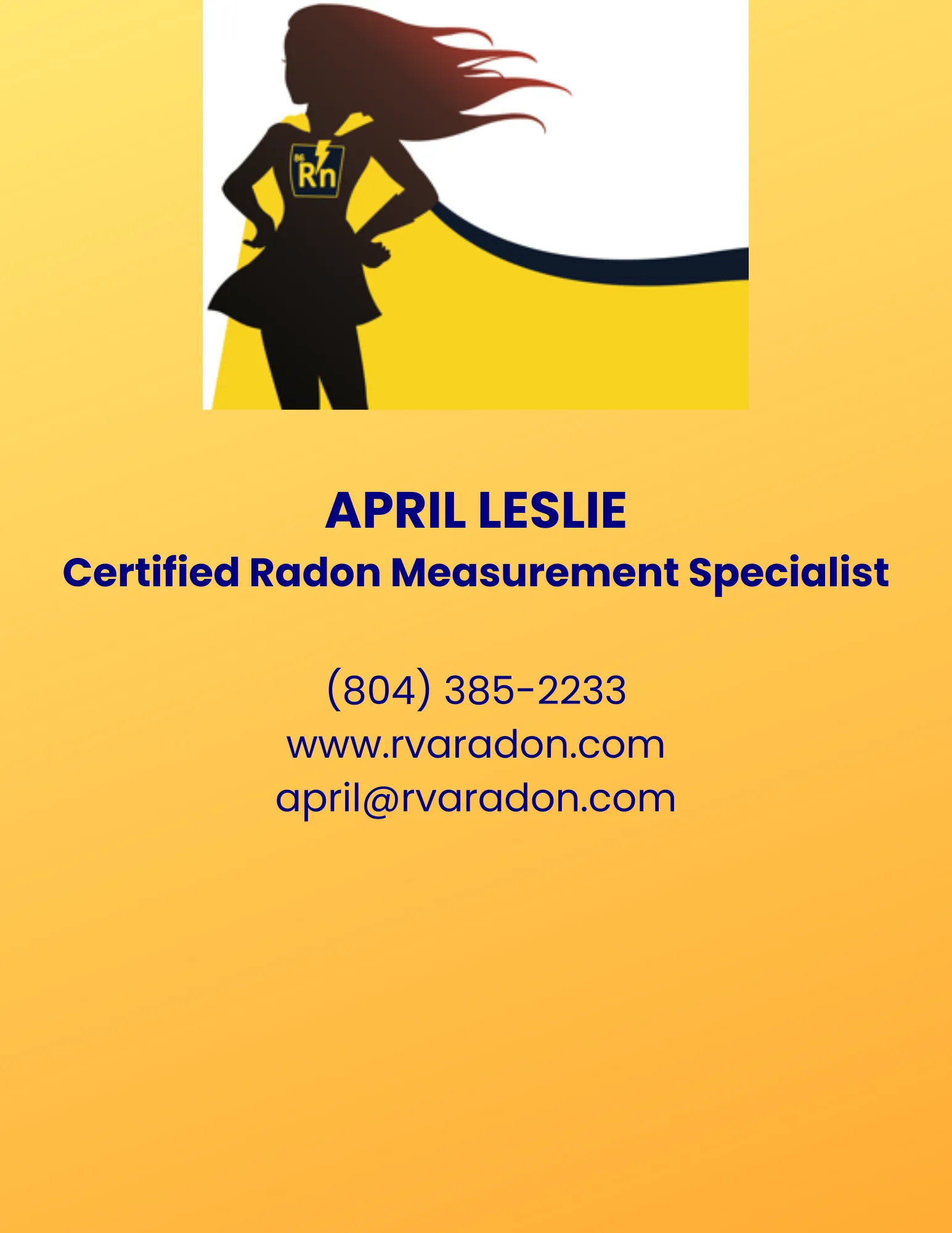 April leslie is a certified radon measurement specialist