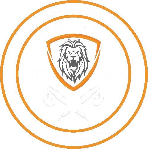 A lion 's head is in a shield in a circle.