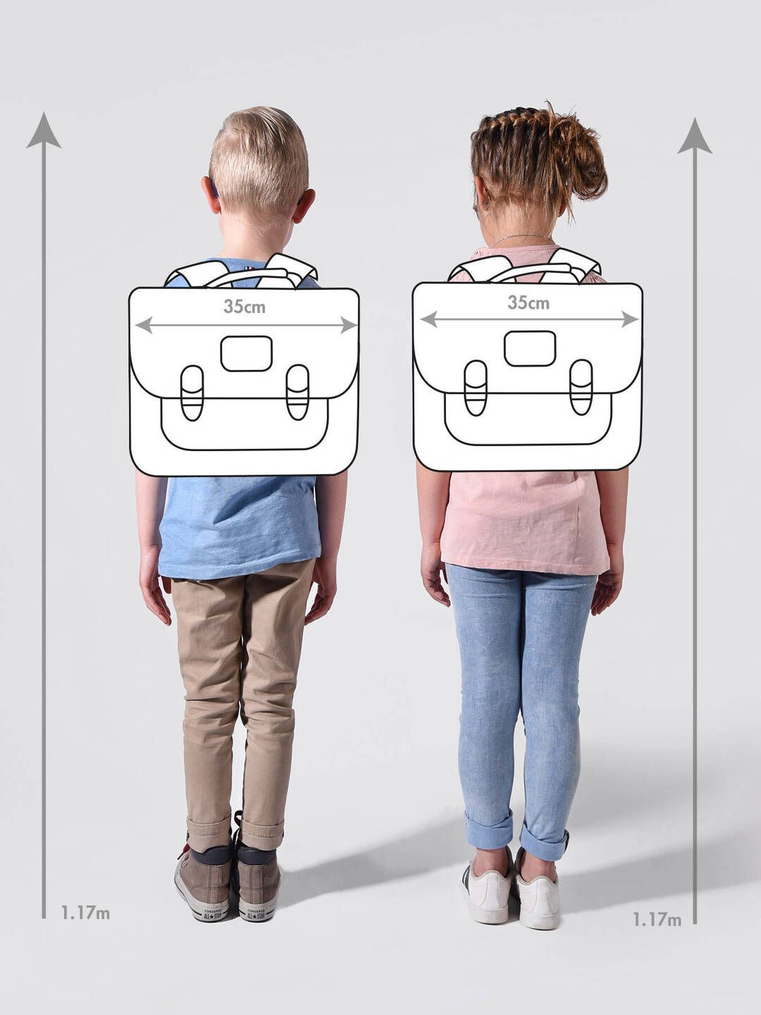 taille cartable enfant 35 cm comparaison morphologie primaire