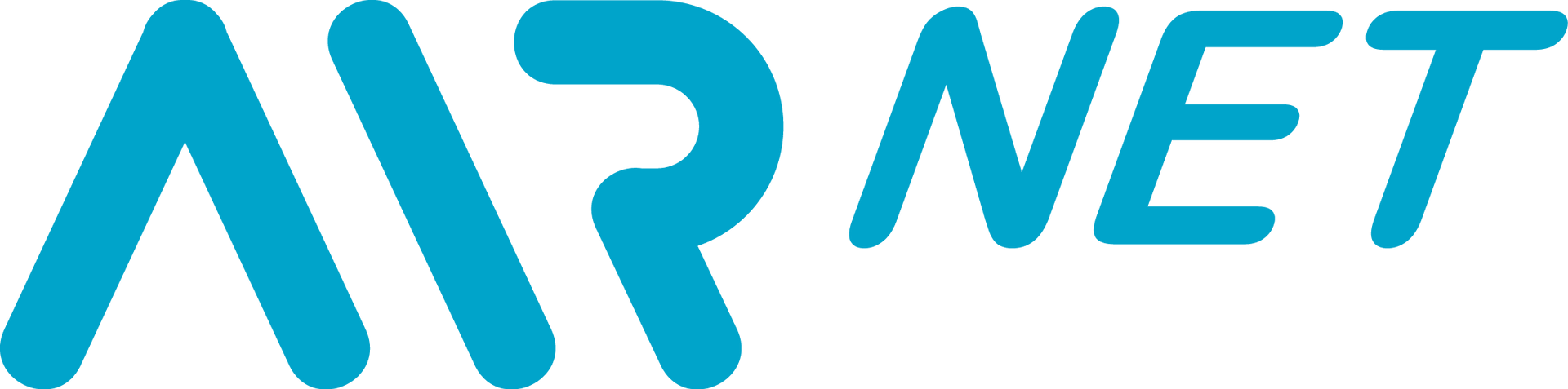 A blue air net logo on a white background