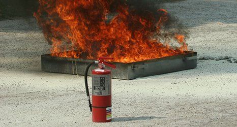 Practical demonstration of using fire extinguisher