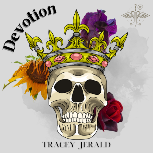 A skull with a crown and flowers on it