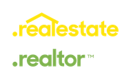 A yellow and green logo for real estate and realtor