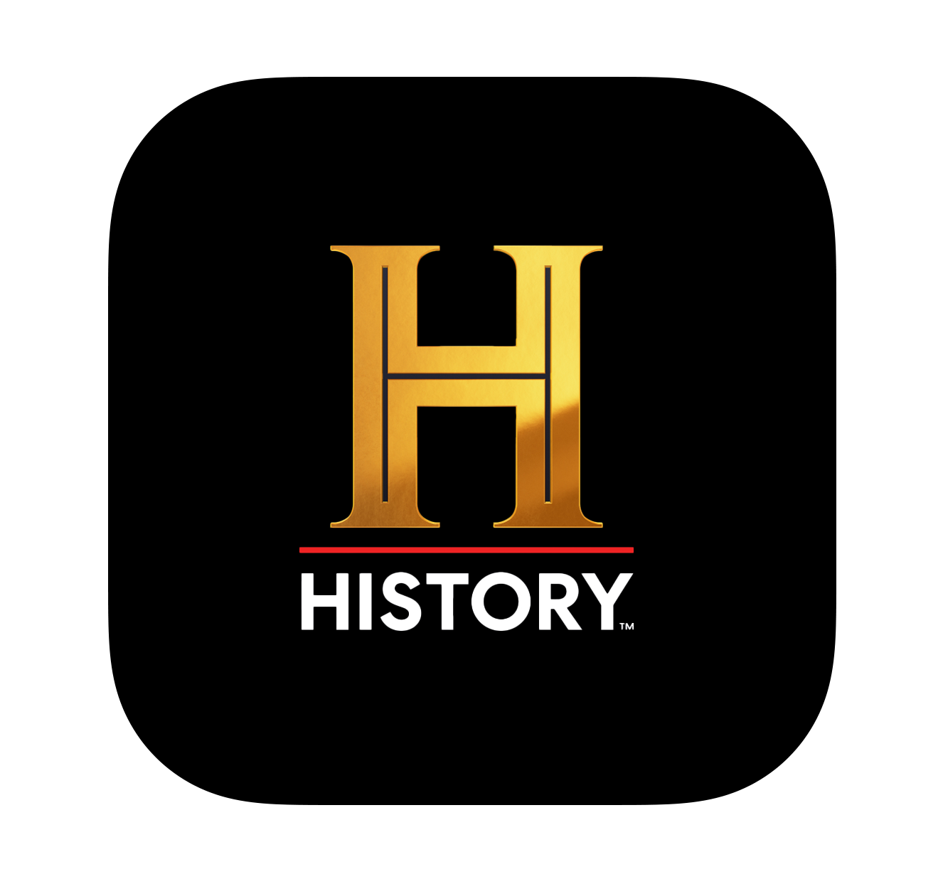 The history channel logo is on a black app icon.