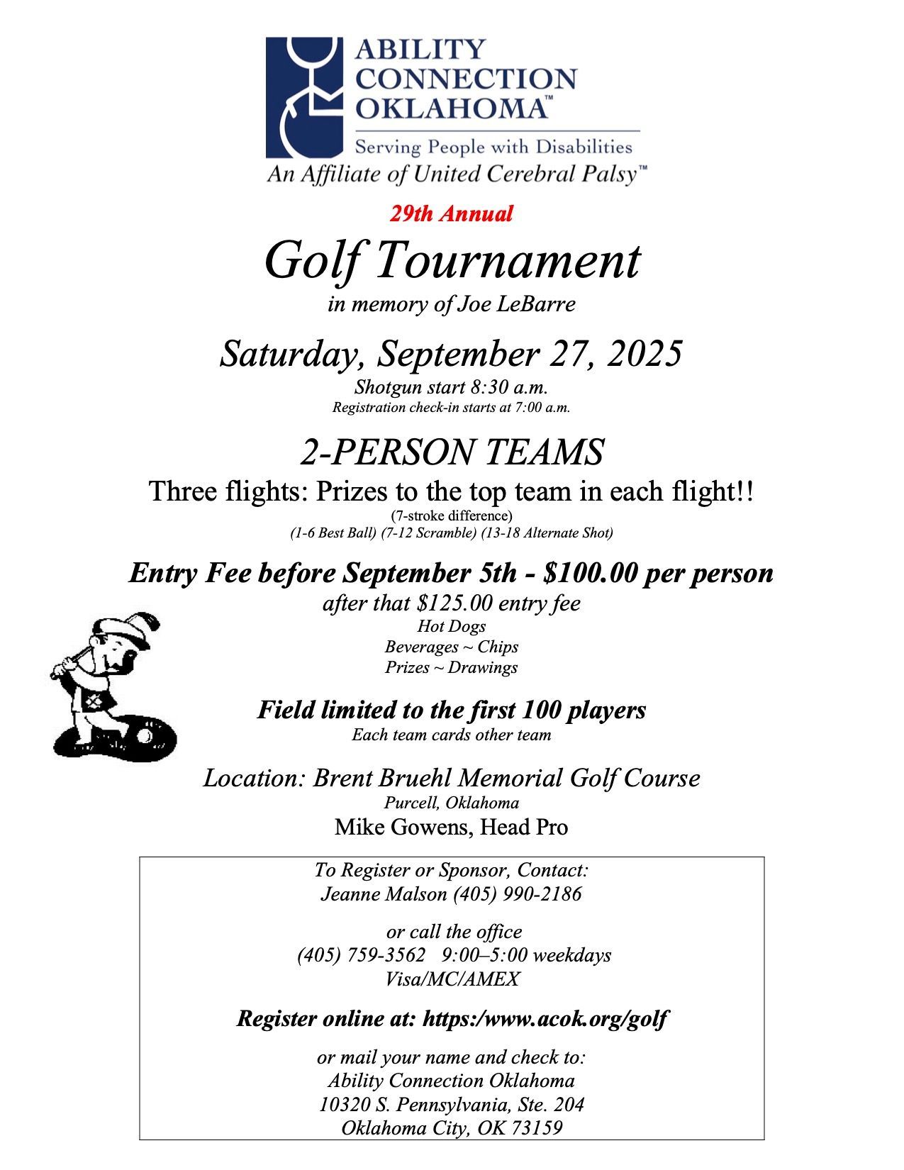 A flyer for a golf tournament is on a white background.