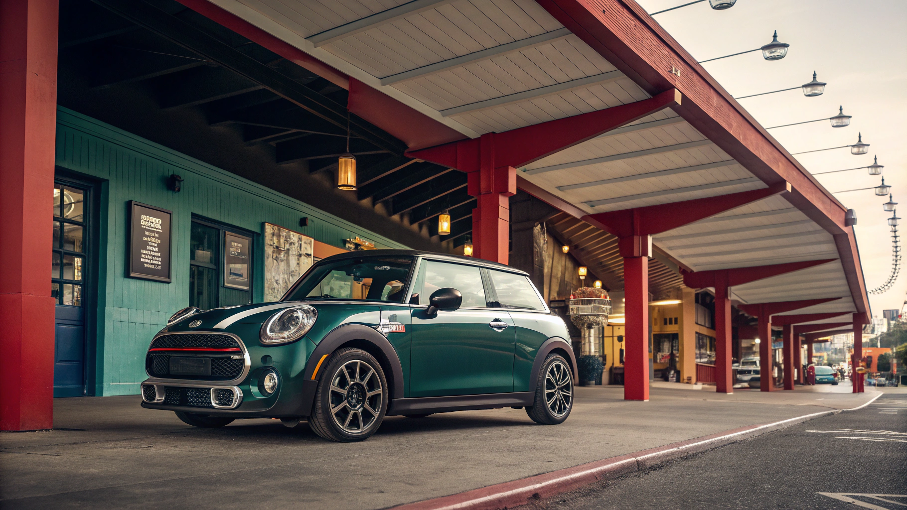 Mid-century modern credenza with a lamp and decorative objects, in a sunlit room.