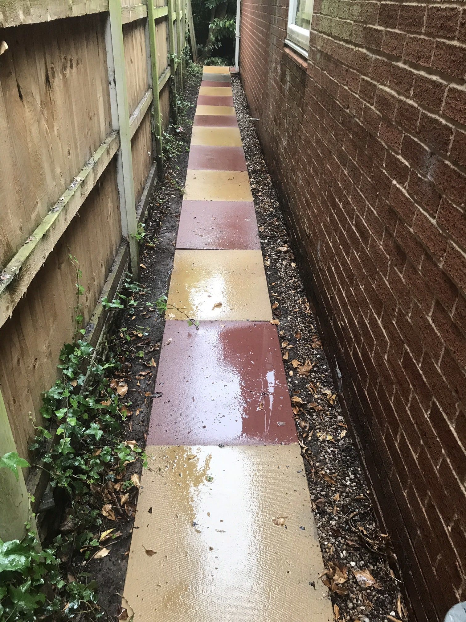 Clean red and yellow paving slabs