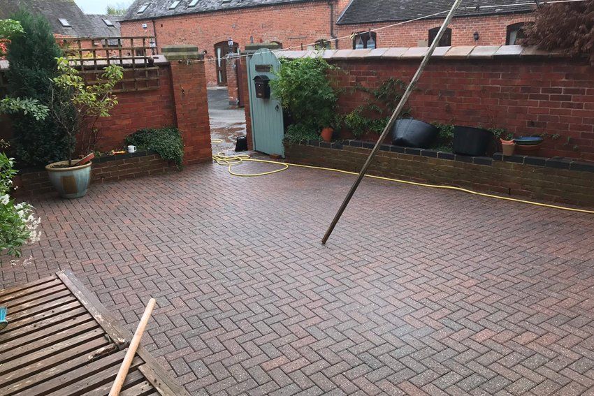 Pressure washed courtyard