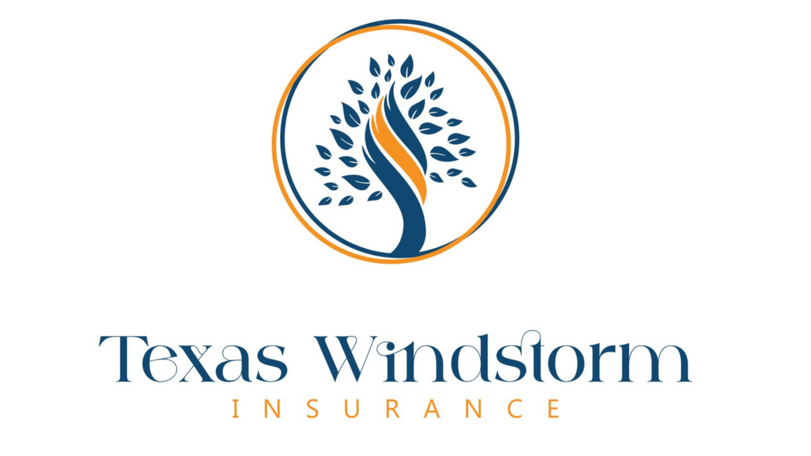 Logo for Texas Windstorm Insurance, featuring a stylized tree within a circle, navy and orange color scheme.