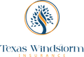 Logo of Texas Windstorm Insurance, tree within a circle, blue, orange, and gold.