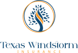 Logo of Texas Windstorm Insurance, tree within a circle, blue, orange, and gold.