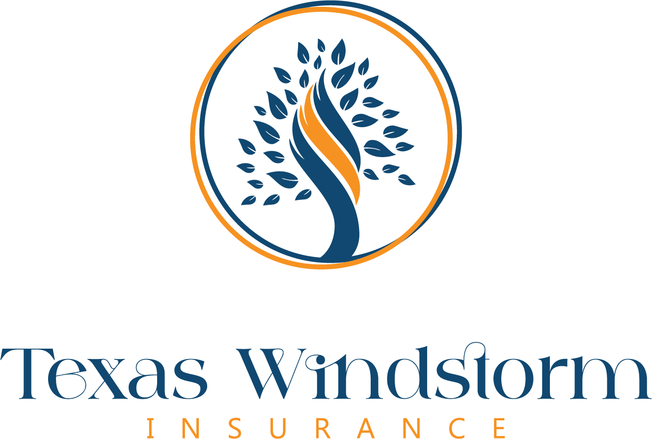 Logo of Texas Windstorm Insurance, tree within a circle, blue, orange, and gold.