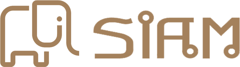 Green stylized elephant logo with the word “SIAM” in matching green letters.