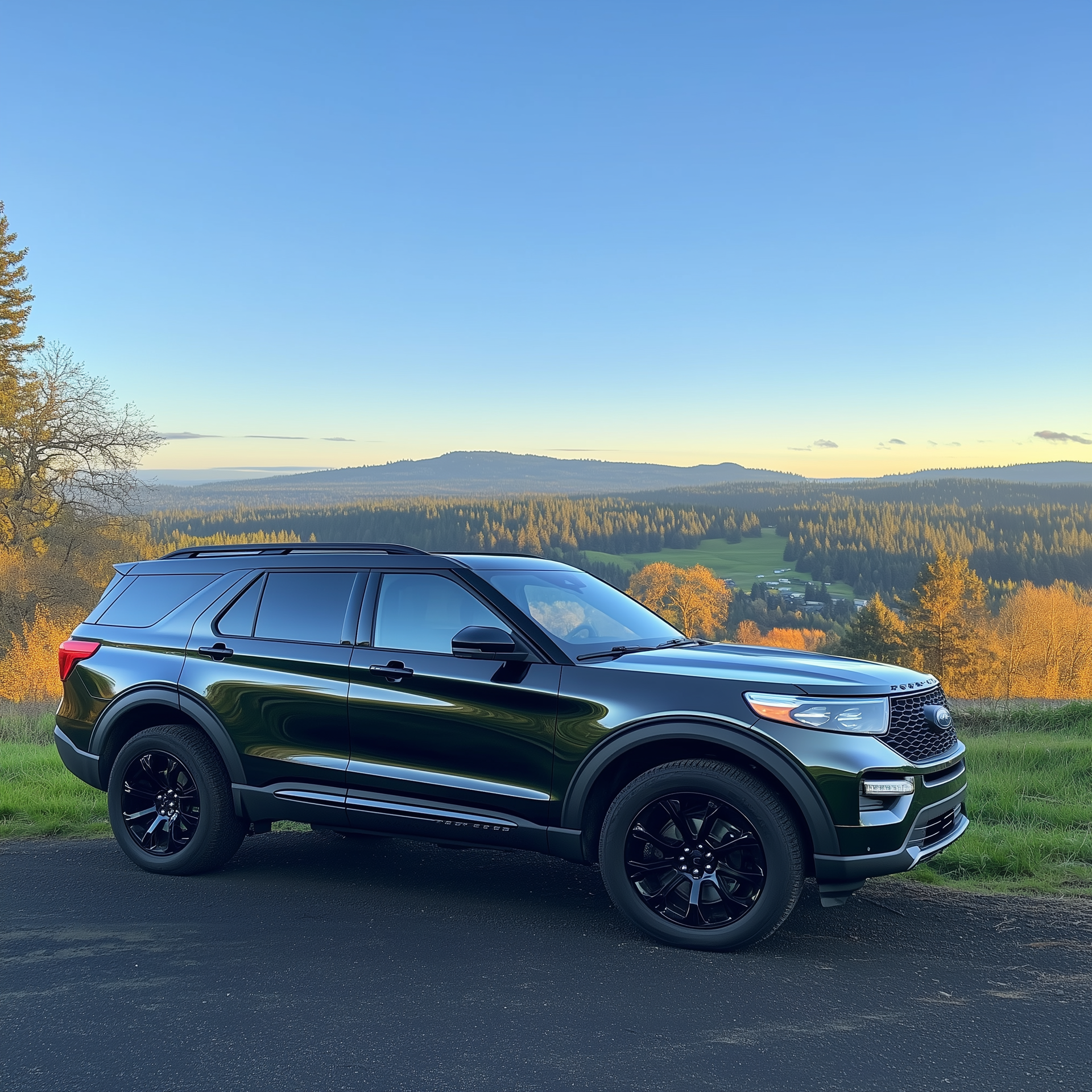 A black 2020 Ford Explorer in Southern Oregon