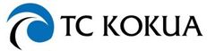 A blue and white logo for tc kokua with a wave in the middle.