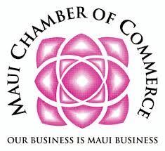 The maui chamber of commerce logo is a pink flower.