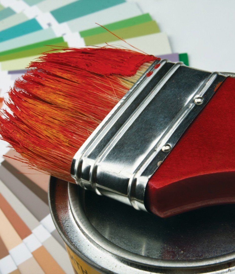 paintbrush and colorful paint