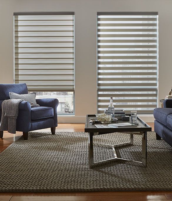 A living room with two chairs and a coffee table