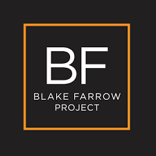 The logo for the blake farrow project is black and orange.