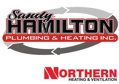 A logo for sandy hamilton plumbing and heating inc.