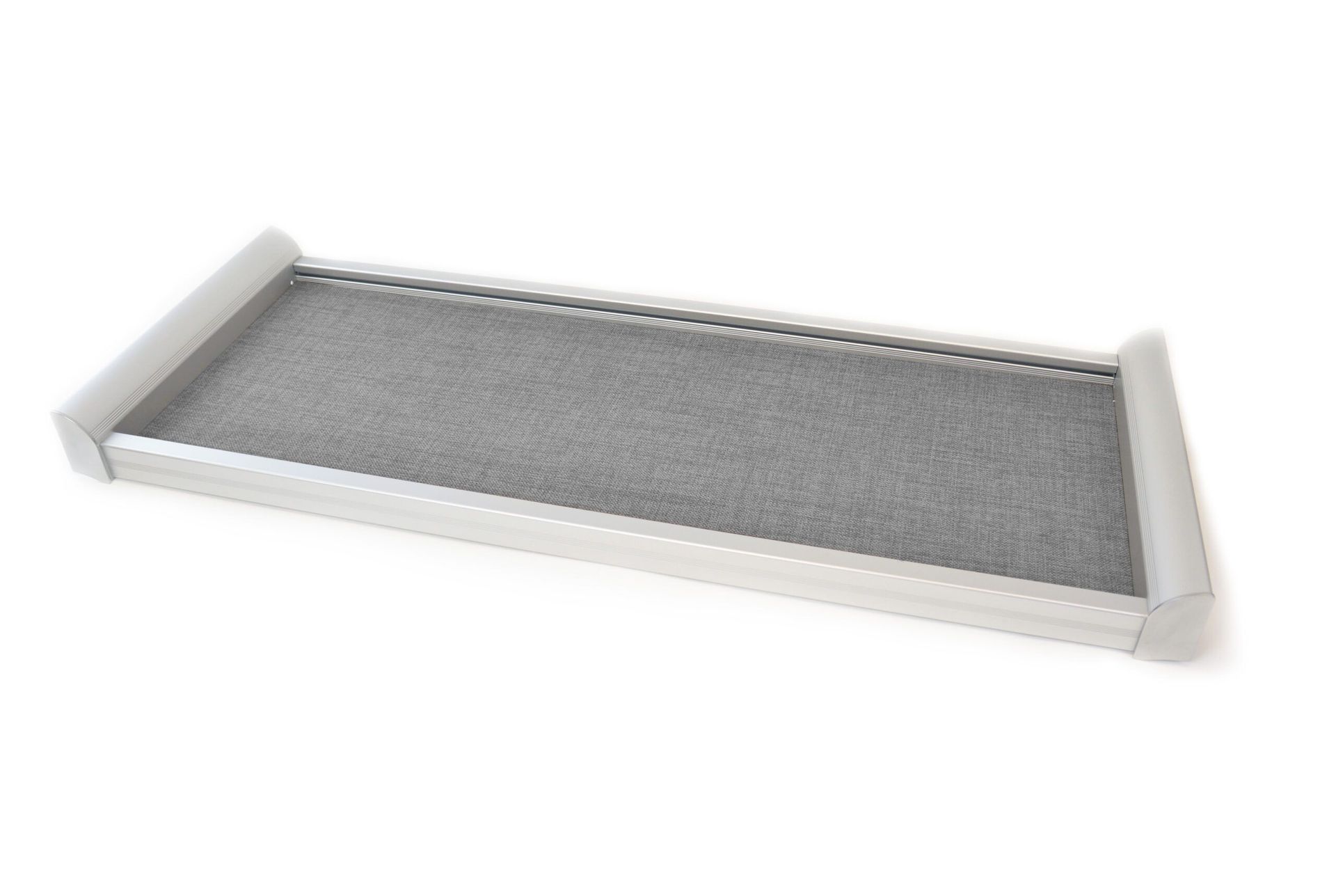 A white tray with a gray tray inside of it on a white background.