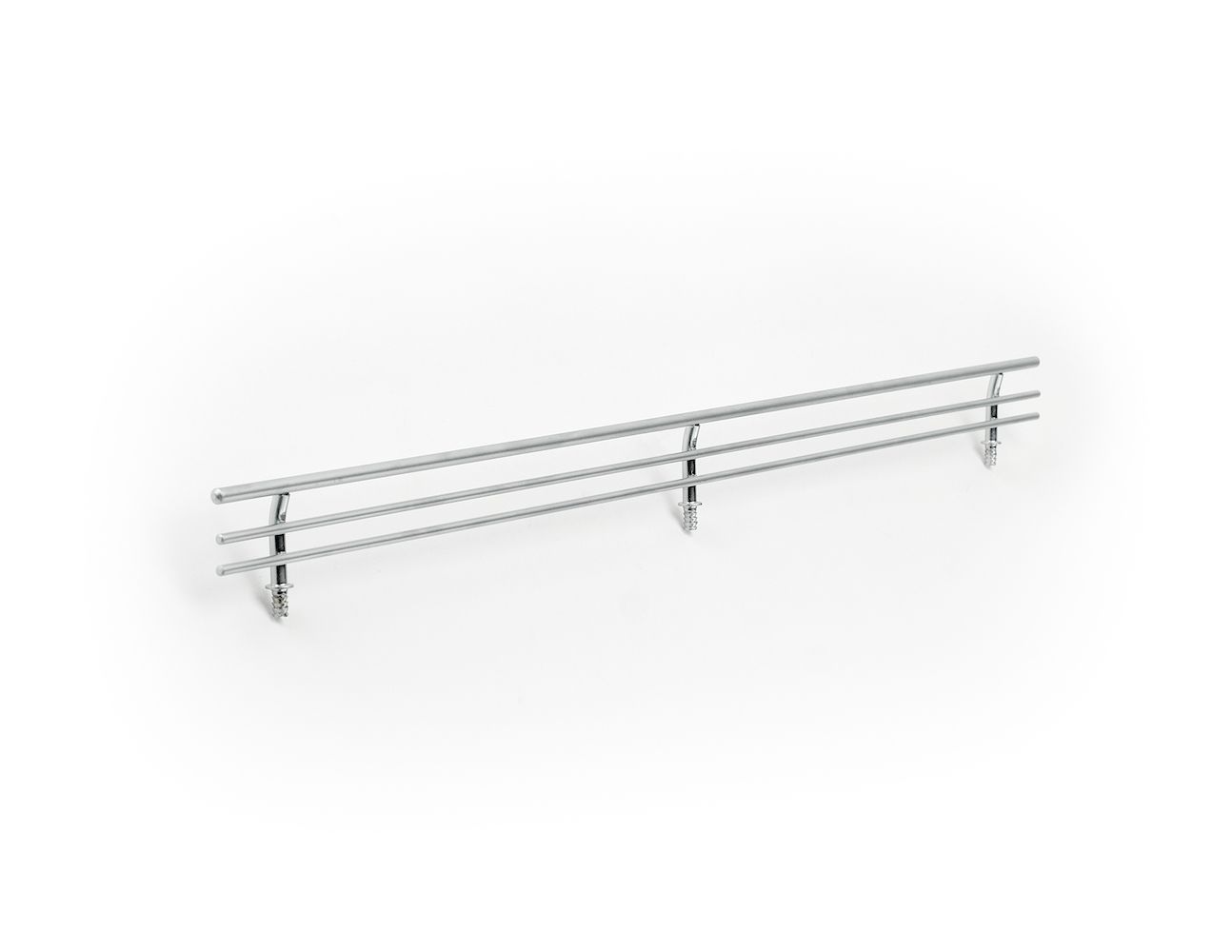 A 3d model of a stainless steel railing on a white background.