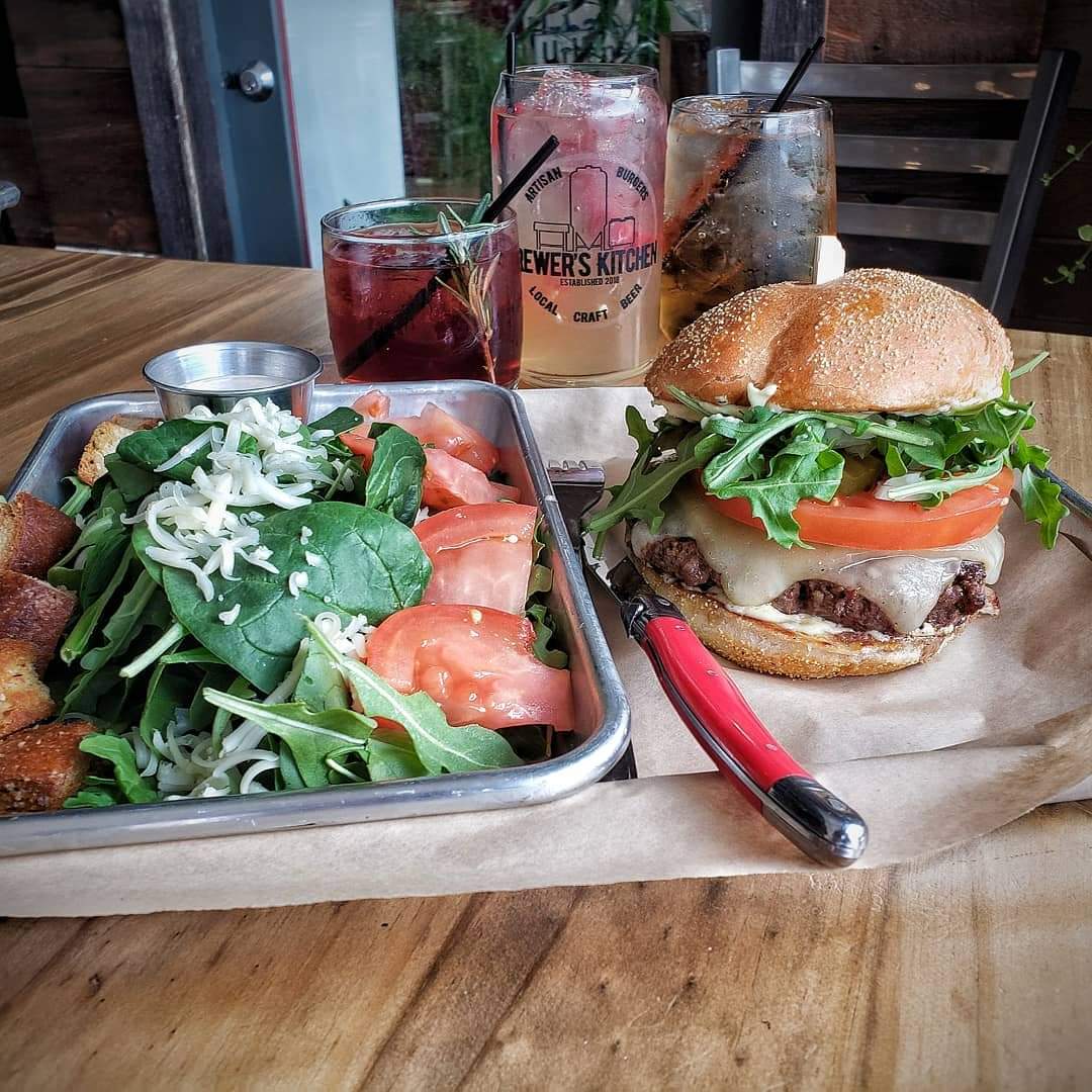 The OG Burger with a fresh side salad from Brewer's Kitchen