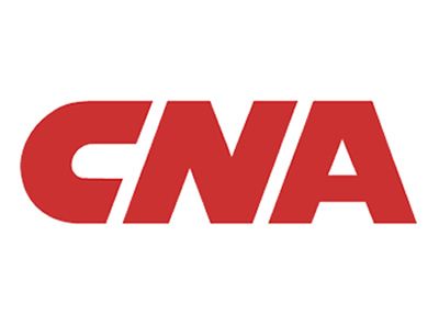 A red cna logo on a white background
