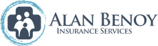 Alan Benoy Insurance Services logo with navy icon and text on white background