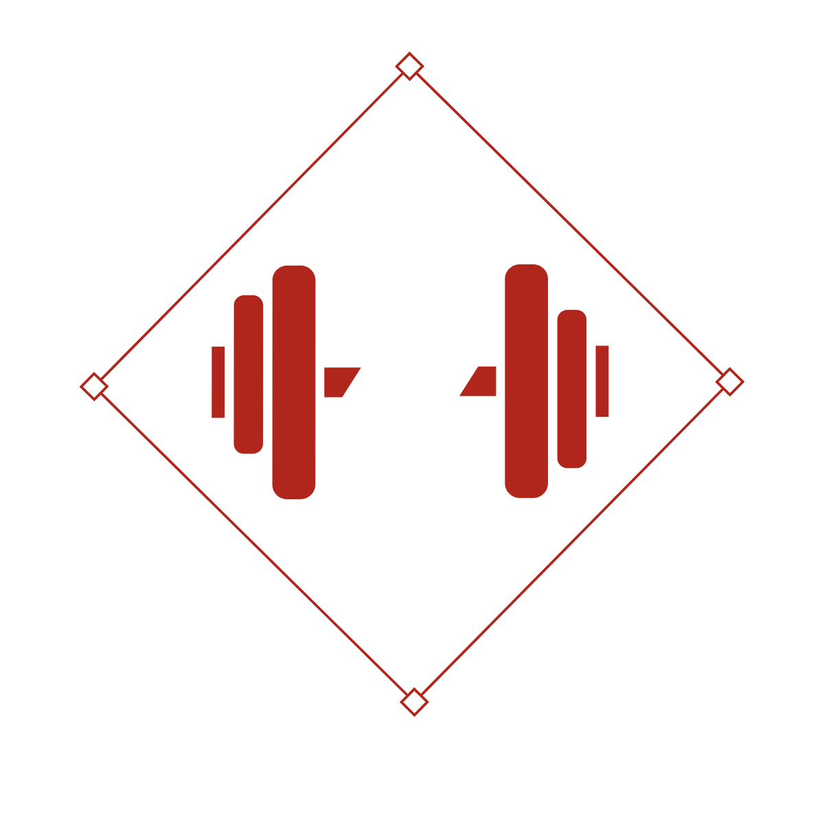 Man holding dumbbells in gym, looking away, wearing black shirt and pants.