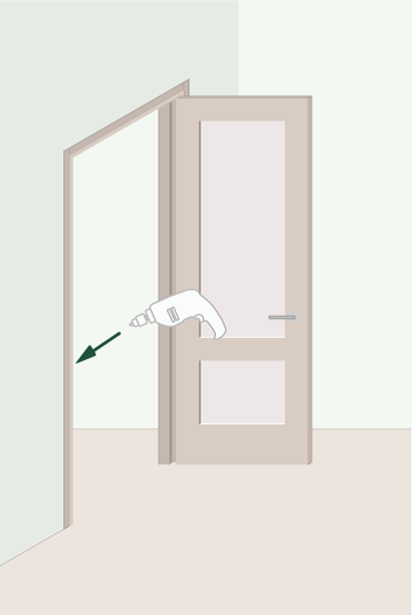 A person is opening a door with a screwdriver.