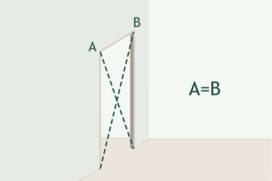 A drawing of a door with the letters a and b on it