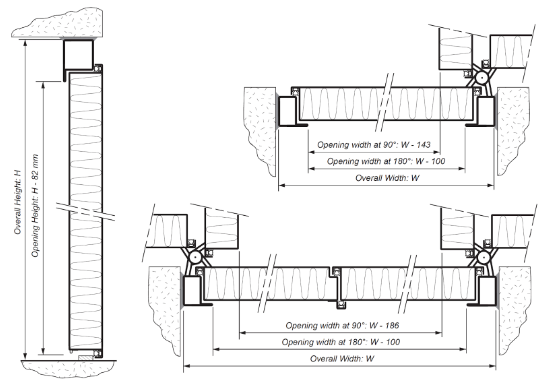 A black and white drawing of a door with measurements on it.