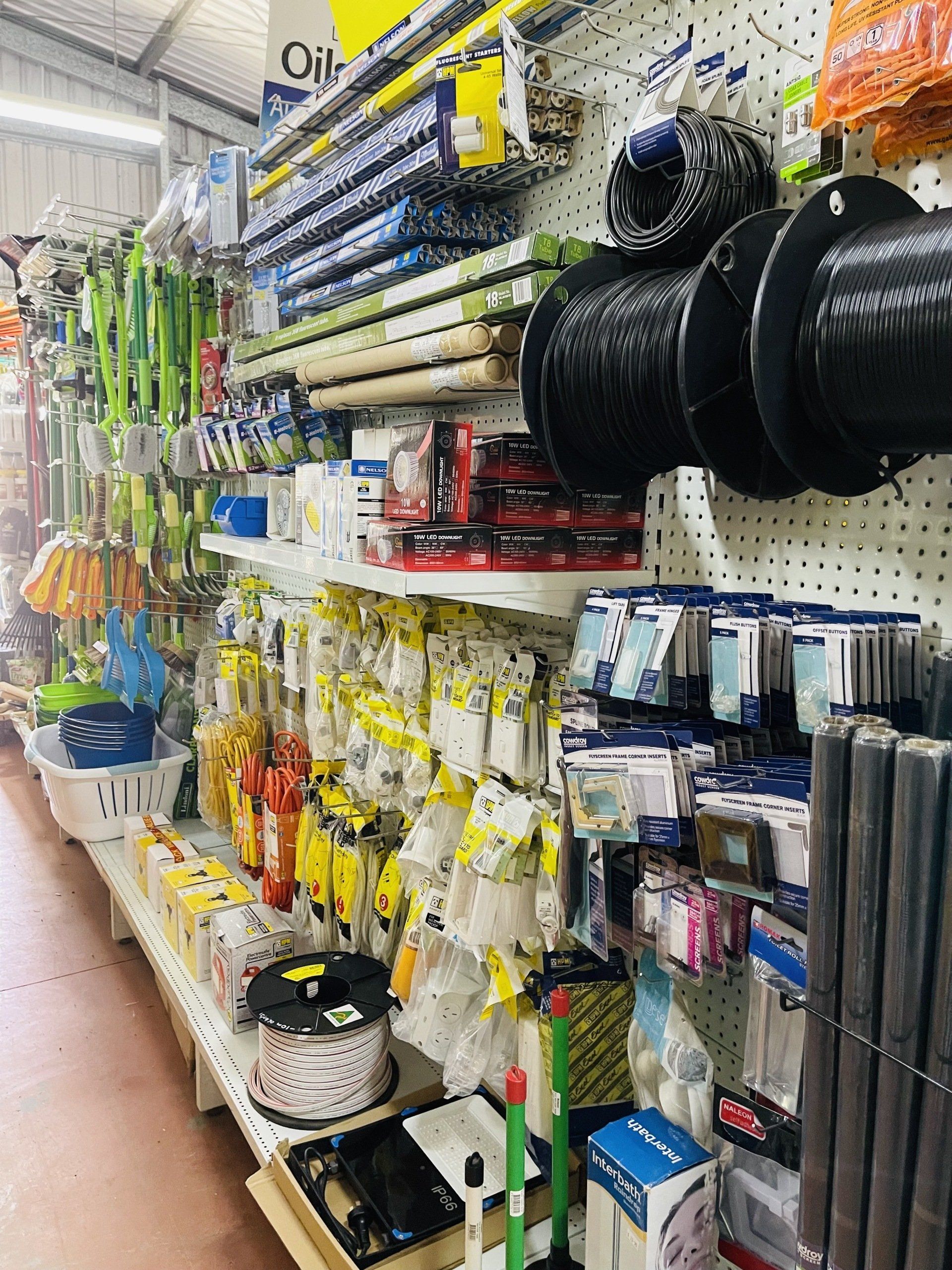 A hardware store filled with lots of tools and supplies.