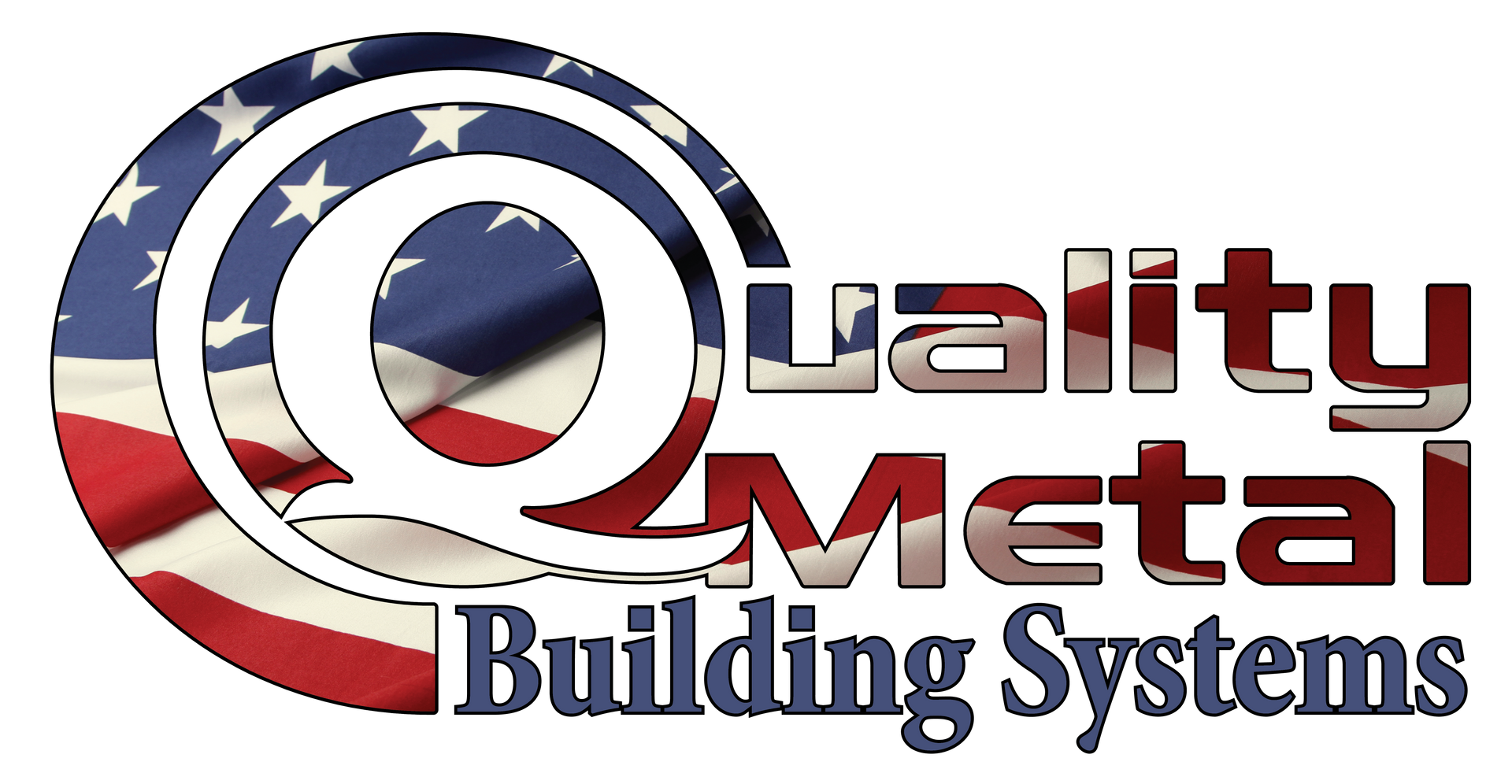 Logo for Quality Metal Building Systems. It features a patriotic design of an 