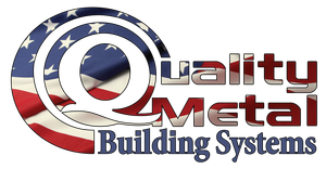 Logo for Quality Metal Building Systems. It features a patriotic design of an 