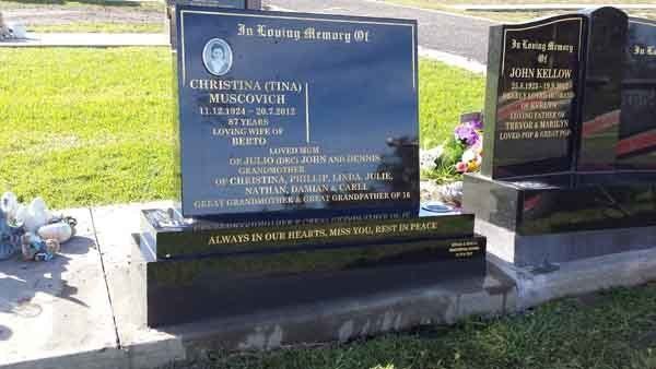 black square custom headstone