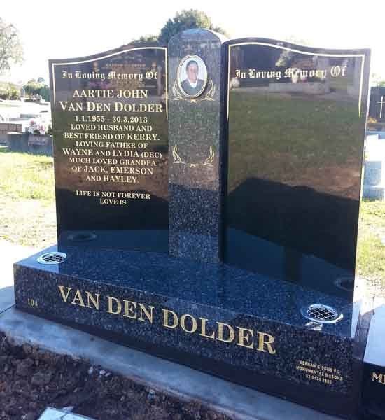 three panel headstone