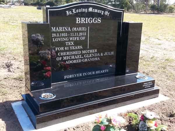 black and white headstone