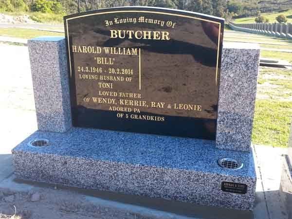 black granite headstone